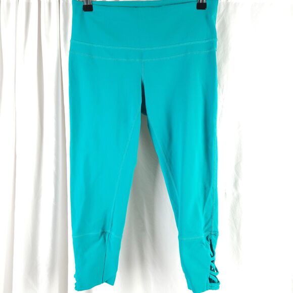 Prana Womens Small 30x20 Teal Stretch Mid-Rise Yoga Capri Legging Pants - Picture 1 of 8